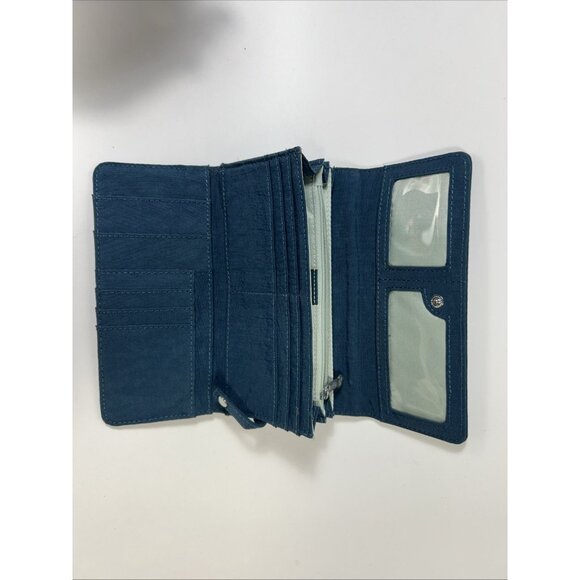 KIPLING TEDDI Wallet Large Organizer Teal/blue Zipper Snap Style# AC2378 - Picture 5 of 8